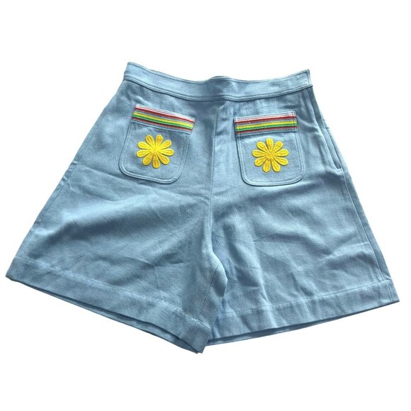 & Other Stories x Sindiso Khumalo Embroidered Shorts in Blue - Picture 1 of 5